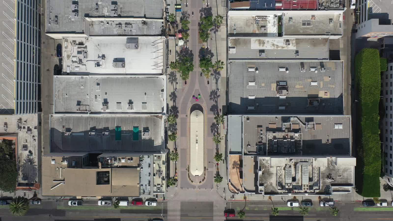 Aerial of the north end of the Third Street Promenade