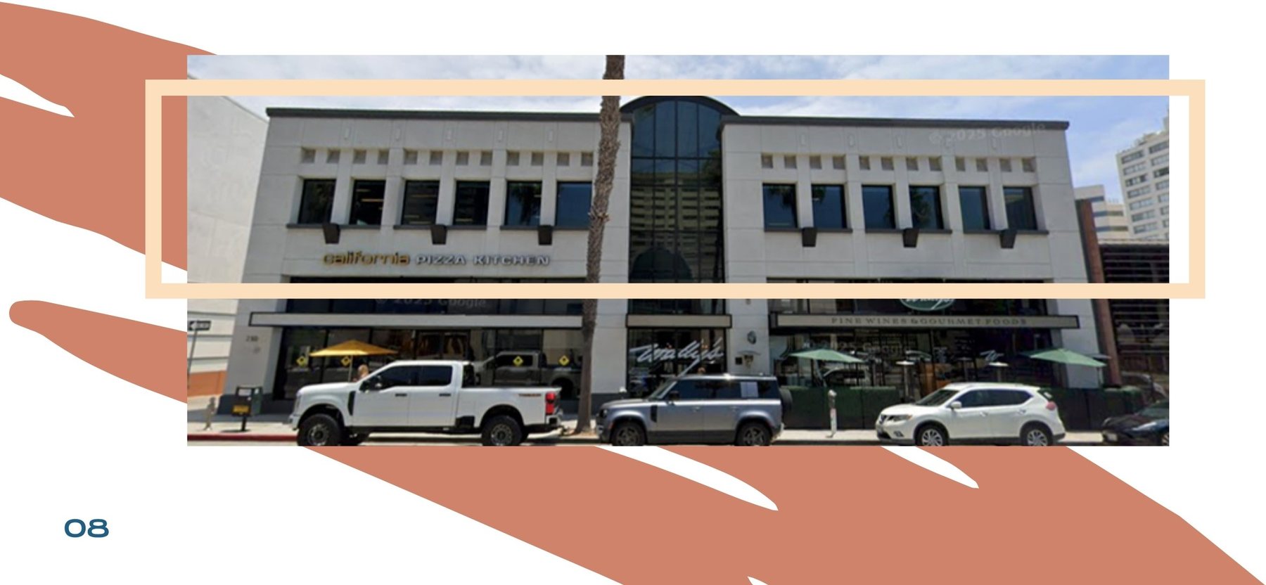 Street view of 210–214 Wilshire Blvd, second floor highlighted